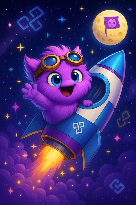 A purple furry character wearing aviator goggles rides a rocket through a starry night sky toward a moon bearing the letter "A" flag, with the number "23" visible on the rocket. The image ties to "$ANITA is ready" by depicting the token's mascot launching into space, symbolizing its imminent takeoff.
