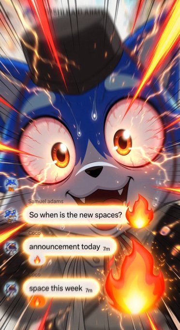 The image features a cartoon cat with big, glowing eyes and a black top hat, surrounded by bright orange flames that are blowing out of its mouth. The text above the cat reads "An announcement for TOSHI has been made @CocosLair". This suggests that there is some sort of event or announcement related to the cartoon cat in question.