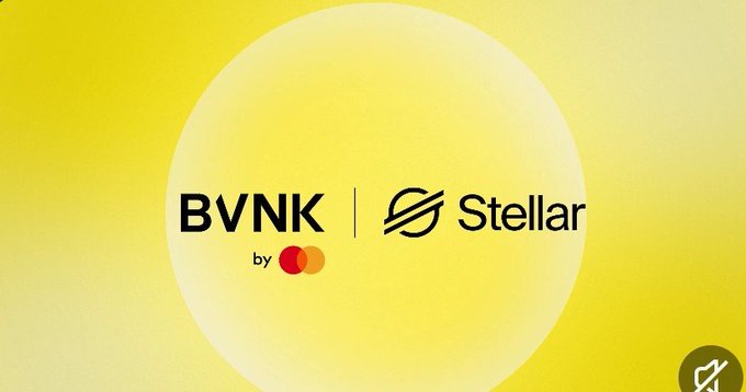 A yellow graphic displaying 'BVNK by Mastercard' alongside the 'Stellar' logo.
