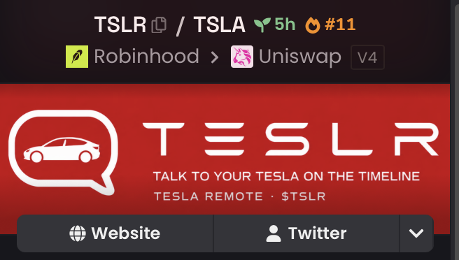 The primary focus of the screenshot is Robinhood and Uniswap. The tweet is about the Robinhood TSLR app, which allows customers to discuss their Tesla investments using the TSLA token. 

Some of the most used trading platforms and exchanges mentioned in the tweets are Robinhood, Uniswap, Binance, and others. These platforms often have high daily active users and trading volumes.

Which of the following trading platforms do you mostly use?

1. Robinhood
2. Uniswap
3. Binance
4. Other