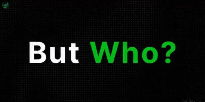 Minimalist black graphic with the text 'But Who?' in white and bright green letters, with a small beldex.io watermark.
