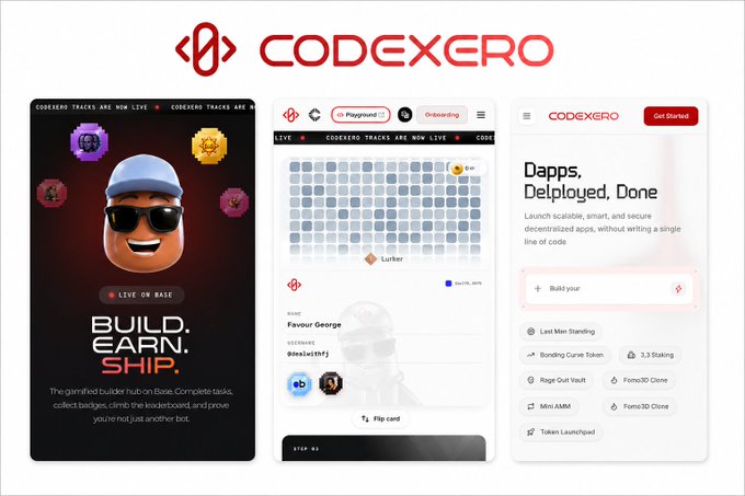 The image is an advertisement promoting a new game called "CodeXero." The ad features three different designs of the game's interface, showing its unique features and gameplay mechanics. One screen displays the name "CODEXERO" at the top with a blue and red logo, while another screen shows a happy cartoon character wearing a hat with "love" written on it. A third screen showcases the text "Been farming 𝗕𝗿𝗼𝘄𝘀𝗲𝗿 𝗽 𝗯 𝗮 𝗯𝗲 𝗥" and another cartoon character wearing a hat with "love" written on it. The overall layout of the images emphasizes the fun, interactive nature of the game as well as its focus on socializing and connecting with others in a positive way.