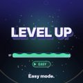 A simple game interface showing 'LEVEL UP' with an 'EASY' button selected in 'Easy mode'.
