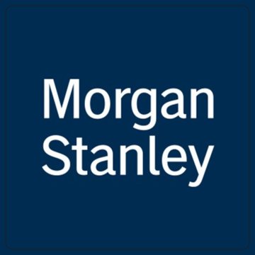 The image displays the Morgan Stanley logo, featuring the company name in white text on a navy blue background. The post's announcement of Morgan Stanley launching Ethereum and Solana ETPs (Exchange-Traded Products) on NYSE Arca is directly tied to this branded image, signifying the financial institution behind the new crypto offerings.