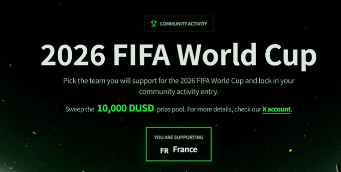 The image shows a banner for a contest, with a green background and white text. The main focus of the image is a logo that reads "StandX @ StandX_Official", which suggests that this could be an advertisement or promotional material related to a contest or event. The text on the banner indicates that there is a prize pool available for participation in the contest, with a maximum amount of 100,000 DUSD. Additionally, there are details about how to enter the contest and what to do if you have already entered it.