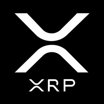 A black logo card displays a large white XRP symbol above the text “XRP.”
