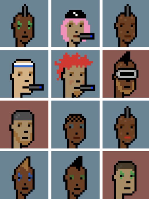 The image features a collection of twelve different cartoon characters, each with their own unique hairstyles and facial expressions. The characters are arranged in four rows and three columns, creating a grid-like pattern that showcases the diversity within this group of people. The post also includes text that reads "COINS FOR CULTURE" and "@peruggia_v Buys 12 @cryptopunks For $386 ETH Or $607K! Read more below:". This suggests that there might be a sale or promotion related to these characters, possibly involving the purchase of their artwork or merchandise.