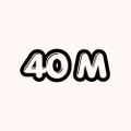 A simple black and white logo or sticker featuring the text '40M'.