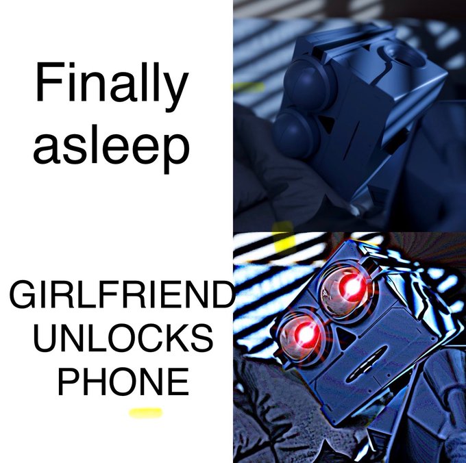Follow-up two-panel meme using the same Halo references; top panel says 'Finally asleep' and bottom says 'GIRLFRIEND UNLOCKS PHONE'.