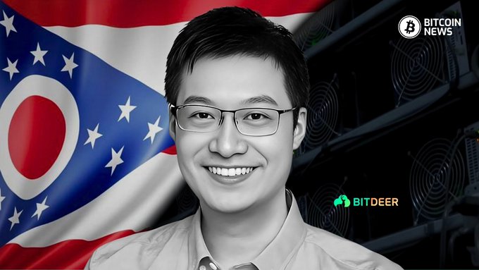 A smiling man with glasses appears alongside the Ohio state flag, the Bitdeer logo, and Bitcoin News branding, illustrating Bitdeer's 10-year deal for 65.1 MW of AI capacity at its Johor Bahru campus, which has raised its secured AI Cloud power to approximately 206.5 MW.