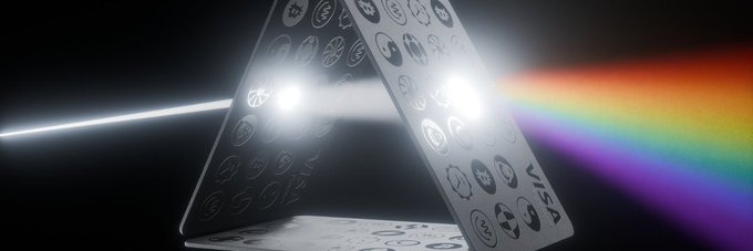 The image features a triangular-shaped piece of paper with various symbols, including a rainbow, which is located at the bottom right corner. The text above the image reads "The financial system is evolving beyond borders. @KoloHub is helping crypto move with it." Below this, there are several lines of text that discuss the evolution of the financial system and how cryptocurrency can help facilitate these changes.