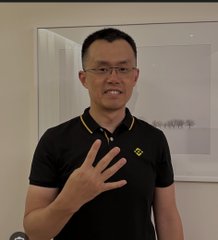 A man in a black polo shirt and glasses stands indoors, gesturing with his hand while speaking, likely presenting or explaining a topic related to BNB Chain as referenced in the post "#bnbchain" and the "$4" mention.