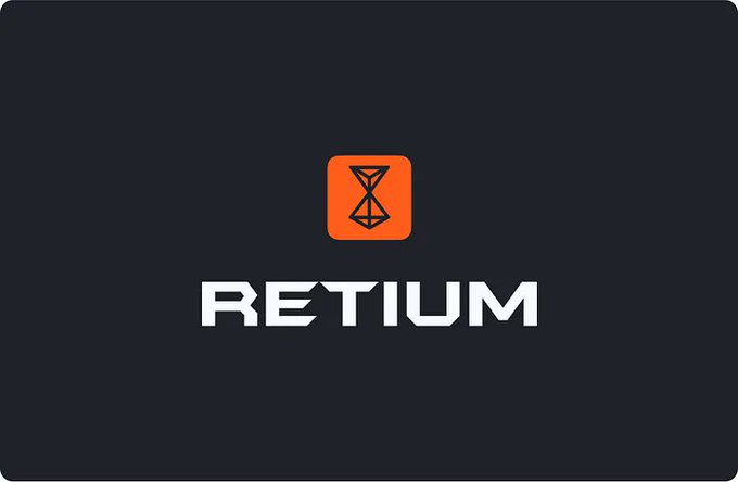 A dark-themed logo for RETIUM featuring an orange square icon with a geometric symbol above the white text 'RETIUM'.