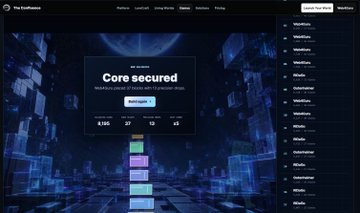 A dark-themed dashboard interface titled 'Core secured' with statistics (4,100, 27, 13, x5), navigation tabs for features like 'Edit', 'Media Posts', 'Telegram', and a list of 'MediaPost' entries on the right side.