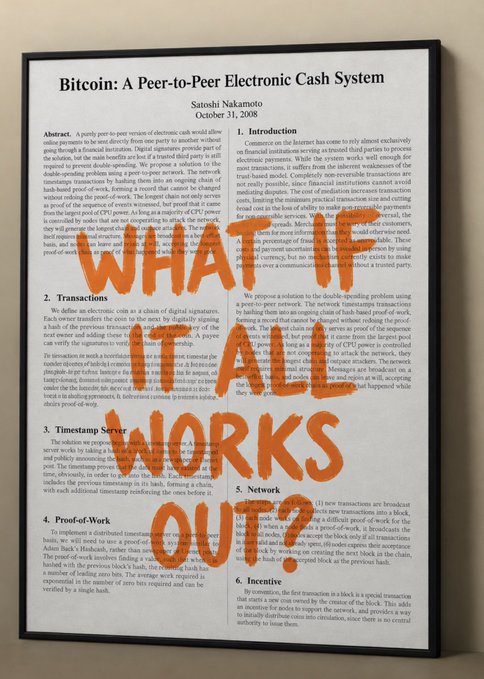 The image shows a framed print of Satoshi Nakamoto's original 2008 Bitcoin whitepaper titled "Bitcoin: A Peer-to-Peer Electronic Cash System," overlaid with bold orange text reading "WHAT IT REALLY IS WORTH."

The caption emphasizes that Bitcoin's true value extends beyond market price—it's worth what it represents as the first decentralized peer-to-peer monetary system, aligning with the post's "Believe" sentiment about having conviction in Bitcoin's fundamental purpose and revolutionary design.