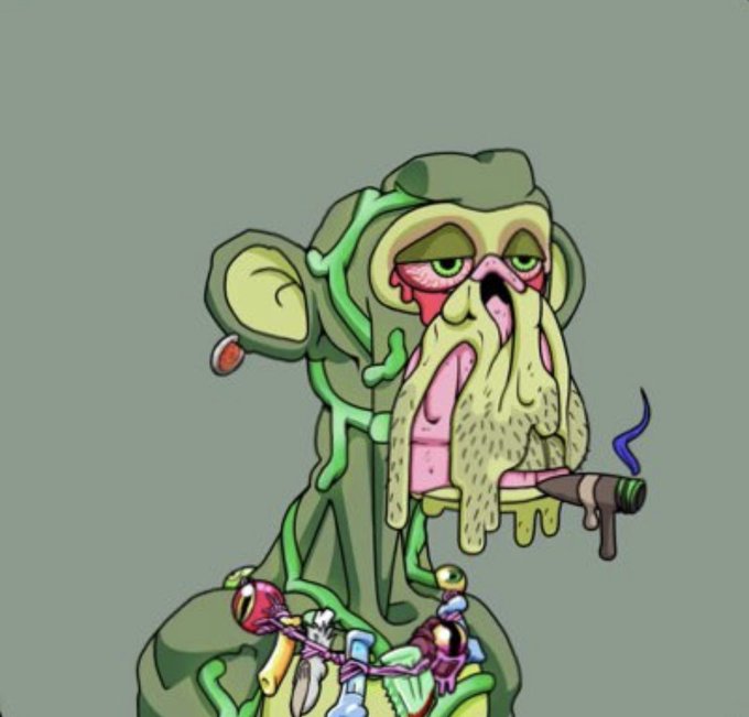 A grotesque, cartoon-style illustration depicts a humanoid figure with bulging bloodshot eyes, tentacle-like facial hair, and a cigarette dangling from its mouth, surrounded by scattered debris and trinkets. The character's bizarre, mutated appearance aligns with the post's claim that "mutants ARE insane," visually embodying the wild, deranged theme referenced in the caption.
