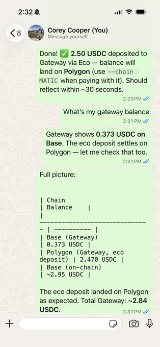 The image shows a screenshot of a text message conversation between two people discussing the use of a programmable money app called @circle agent stack, which can be used for p2p payments, purchasing API resources, and daily stablecoin operations. The person on the left side of the screen is typing their thoughts about the app while the other person waits to respond with their own input.