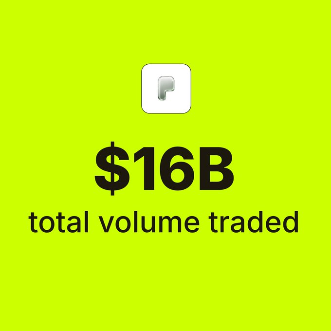 A bright green graphic displays the PayPal logo above bold black text reading "$16B total volume traded," highlighting Pons achieving $16 billion in total volume traded through PayPal.