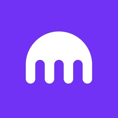 A white jellyfish-like logo with four rounded appendages is displayed on a purple background, serving as a generic stock or investment icon for the post about Kraken's new commission-free trading feature for EEA users.