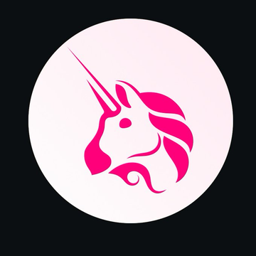 A pink stylized unicorn logo within a white circle, representing the Uniswap brand, paired with news that Uniswap Labs has acquired PONS launchpad tokens to support the competing protocol's long-term growth.