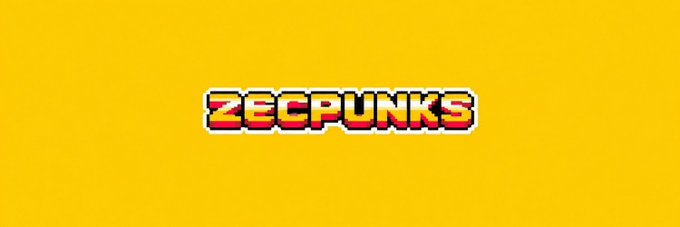 A pixel-art style logo reading 'ZECPUNKS' in orange and yellow text appears on a solid mustard yellow background.