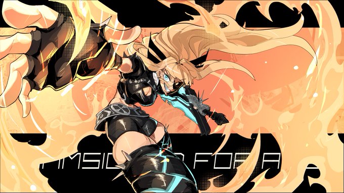 A blonde female character in spiked black armor lunges forward amid swirling flames, with the text "I'VE GOT YOU FOR A" visible at the bottom of the image, fitting the dynamic combat style of a Marvel Tokon fighter game featuring Magik.