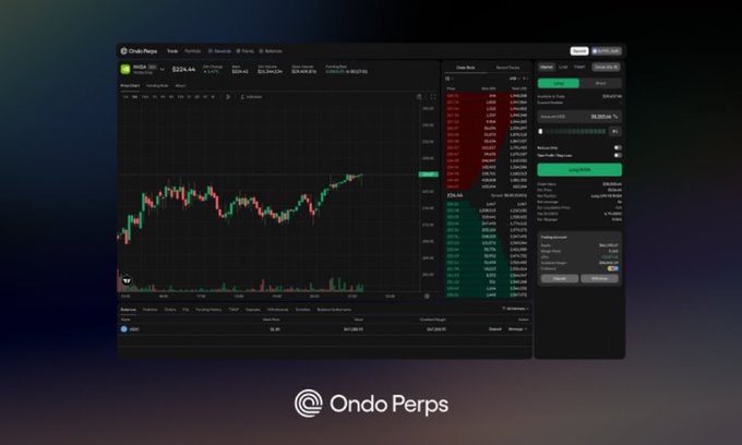 The image shows a screenshot of a computer screen displaying various stock market graphs, charts, and information. It seems that someone has just used OnDo Perps for stock market analysis or trading purposes. The user might have noticed an error message indicating the use of OnDO Perps, which could be related to incorrect data, settings, or permissions for accessing certain functions on the computer screen. This type of error message typically prompts the user to troubleshoot any potential issues with their account setup or software compatibility before proceeding further with the analysis or trading tasks they were performing.