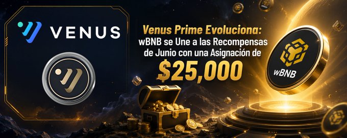 The image is an advertisement promoting a cryptocurrency called Venus Prime Evolucionada. It features two coins from the Venus Blockchain, one of which is priced at $25,000. The advertisement implies that users who purchase these coins will receive bonus rewards and promotions for participating in this new and innovative crypto market. The message suggests that joining the Venus Blockchain can be a smart financial decision with exciting possibilities.