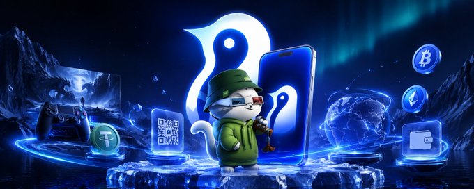 The image features a cartoon cat wearing glasses, standing next to a cell phone with a green hat on its head. The background of the image is blue and purple, which includes a globe surrounded by various objects such as a computer mouse, a book, and a coin. The caption for the image reads "Focus on what is in the image and how it relates to the post."