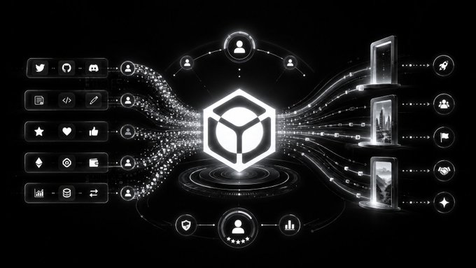 A dark graphic showing the Filecoin logo in the center with streams of digital icons flowing from social media, user profiles, and smartphone screens on either side.