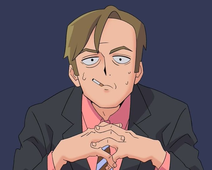 An anime-style man in a suit sits with hands clasped together, showing a nervous or scheming expression with sweat drops on his face, fitting the post's critical message about shifting away from DeFi token emissions toward sustainable real-world asset yields.