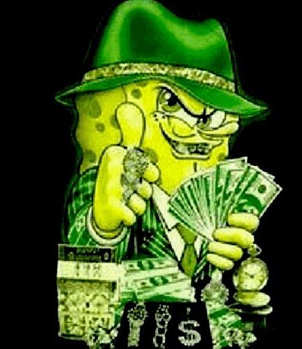A cartoonish green SpongeBob-like character wearing a fedora gives a thumbs-up while holding a fan of $100 bills, a wad of cash, and a pocket watch—representing the "market maker" profiting off $LIT traders. The image visually reinforces the post's warning that the market maker is siphoning money from unsuspecting retail traders on the $LIT token.