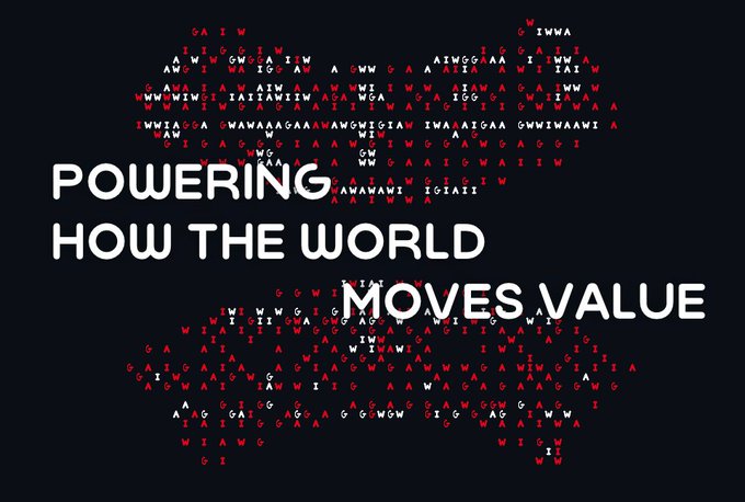 A dark graphic displays the text 'POWERING HOW THE WORLD MOVES VALUE' over a background of scattered red and white letters forming shapes.