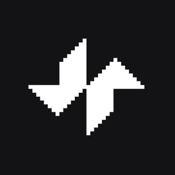 A white, pixelated, jagged arrow or lightning bolt symbol pointing right on a black background.