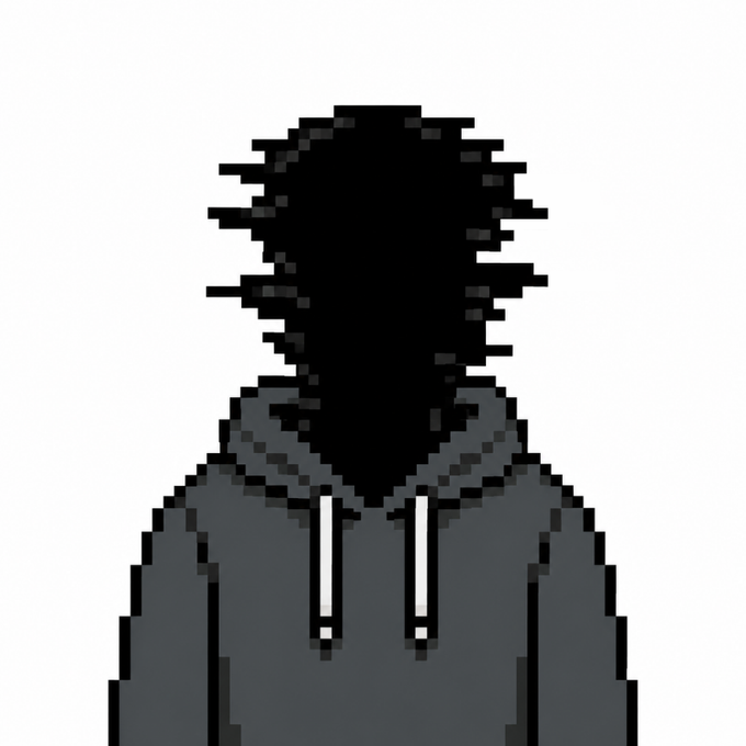 A pixelated, faceless silhouette of a person wearing a dark hoodie, conveying anonymity that aligns with the post's theme of "entering the VOID" while holding the $BLNK ticker.
