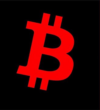 The image features a red Bitcoin (₿) logo on a black background. It symbolizes the $5 billion Bitcoin sell-off by Strategy that is referenced in the post.
