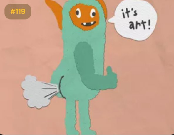 A cartoon illustration shows a green monster character in an orange mask saying 'it's a fit!' in a speech bubble, with the number '#119' displayed in the top left corner.