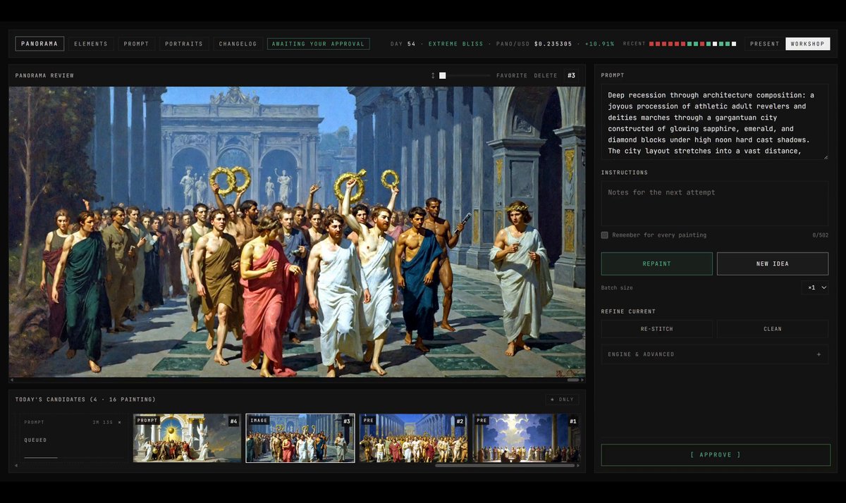 The image shows a website with a large screen displaying a video or photo of people walking down a street, possibly from the movie Panorama by Yigit Duman. The website has a black background and white text that reads "Focus on what is in the image and how it relates to the post." This suggests that the viewer should pay attention to the details within the image and consider its connection to the content of the post.