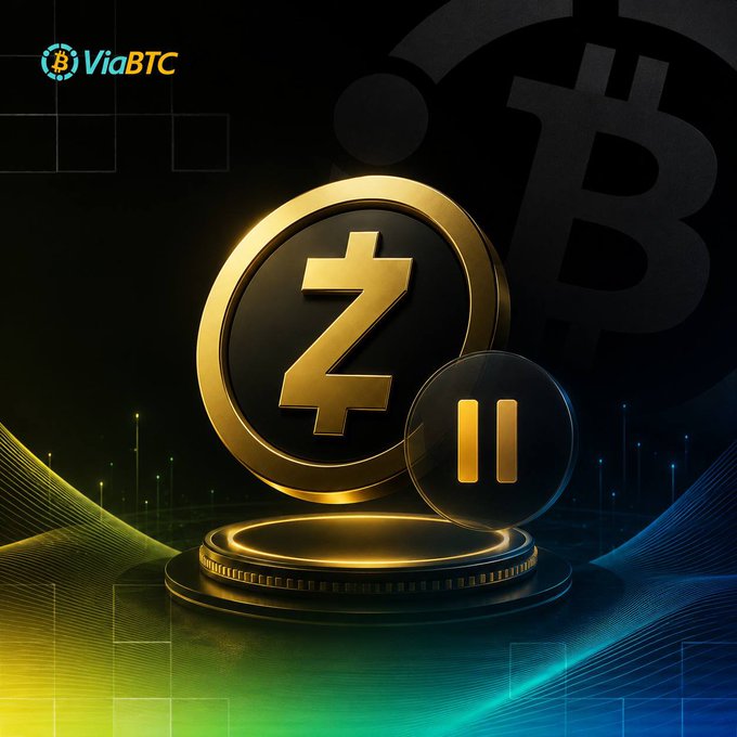The image features a gold coin with the number "2" on it, placed on a black platform against a dark background. The text at the bottom of the image reads "ZEC Deposit & Withdrawal Suspended Due To instability on the ZEC mainnet following a hard fork, ZEC deposits and withdrawals have been temporarily suspended. More info: support.viabtc.com/hc/en-us/artic". This information suggests that there is an issue with the stability of the cryptocurrency network, causing temporary suspension of transactions involving ZEC coins.