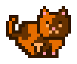 Pixel art illustration of an orange tabby cat with an angry expression.