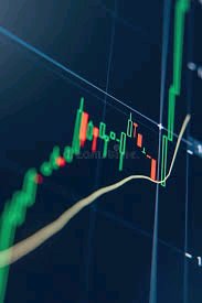 A close-up of a cryptocurrency trading chart displays green and red candlesticks trending upward alongside a rising moving average line, visually representing potential bullish momentum for coins that may "moon" in Q4. The blurred digital interface emphasizes market volatility and speculative excitement without any visible text, tickers, or specific numbers.