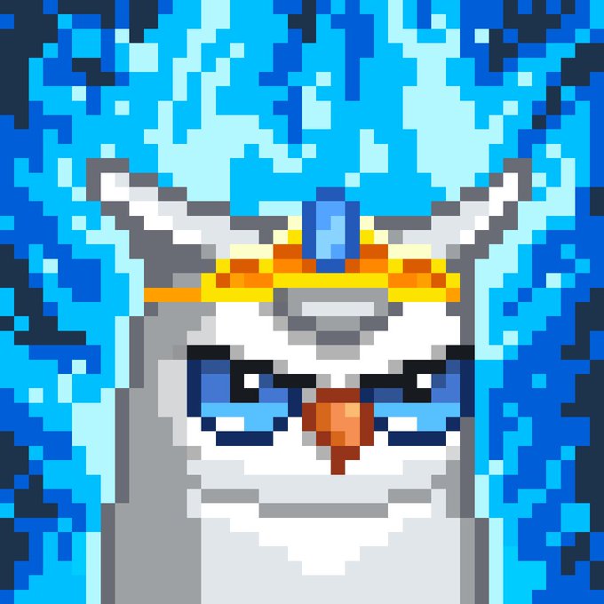 A pixel art portrait of the Pokémon Regice, an ice-type legendary Pokémon with a crystalline blue body and icy background.