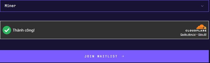 The image shows a computer screen with a purple background displaying a message that reads "This project might not explode like @prlnet or not, but it's probably more suitable for the miner bros." The text also mentions that only those who are invited can join the waiting list.