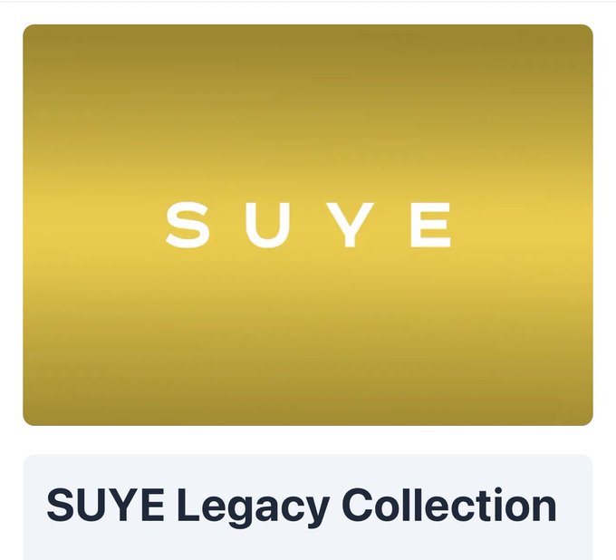 A gold-colored square logo with the white text 'SUYE' above the text 'SUYE Legacy Collection'.