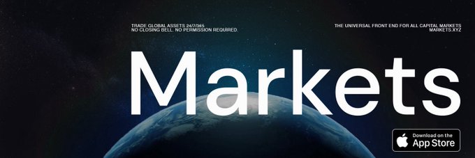 The image features a large planet with a white border, set against a dark background. The text "Markets" is written above the planet, while "Hyperliquid" is below it. Below this, there are two lines of text that read "@Kinetiq_xyz" and "@Markets_xyz". These texts seem to be related to the concept of Hyper Liquid, possibly referring to a company or platform named "Markets" with a connection to "Hyperliquid". The image is accompanied by an app icon in the bottom right corner.