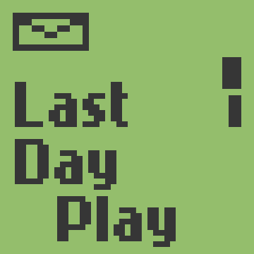 A pixel art image with a green background featuring a stylized face/character and the text 'Last Day Play'.