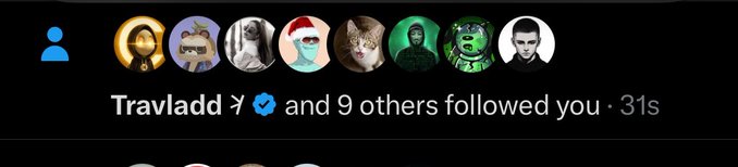 A screenshot of an Instagram notification showing 'Travladdd and 9 others followed you' with various profile pictures.