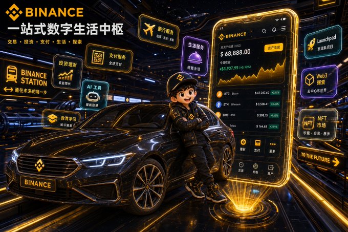 The image features a car with a person sitting inside of it. The car has a large screen attached to its back, displaying various symbols and icons related to Bitcoin. The person appears to be a cartoon character or a mascot for Bitcoin, possibly promoting the cryptocurrency or associated with it in some way.