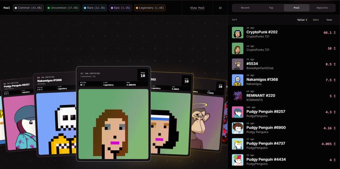 A CryptoPunks NFT marketplace interface displays various pixel-art character cards alongside a price list featuring 'CryptoPunk #202' at 66.1 ETH.