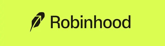 Robinhood logo displayed in black text with its feather icon on a bright lime green background.